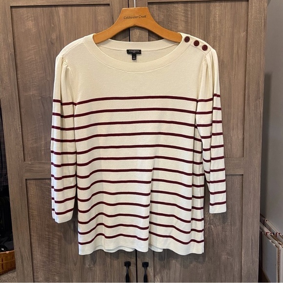 Talbots Sweaters - Talbots size X Sweater 3/4 sleeves stripes nautical buttons